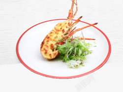 芝士烤大明虾美味芝士焗烤龙虾高清图片