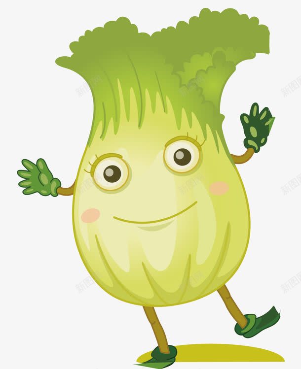 卡通大白菜png免抠素材_新图网 https://ixintu.com 大白菜 水果蔬菜 矢量素材 绿色 菜 蔬菜 青菜