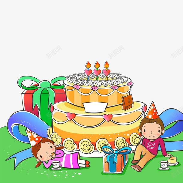 卡通儿童png免抠素材_新图网 https://ixintu.com 儿童节插画 卡通儿童 学生 小孩子 礼物 蛋糕
