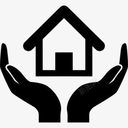 家居保险家庭保险的象征房子在手图标高清图片