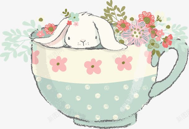 卡通海报小兔子植物杯子png免抠素材_新图网 https://ixintu.com 兔子 卡通 杯子 植物 海报