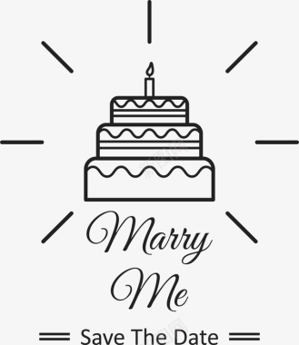 线条黑色新婚蛋糕图标图标