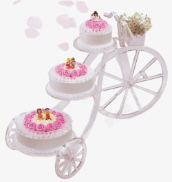 粉色车婚礼花车蛋糕高清图片