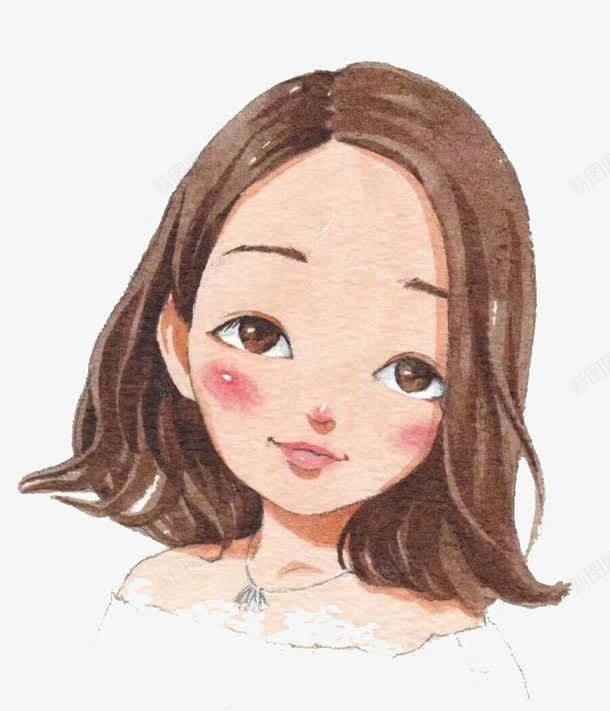 卡通女孩png免抠素材_新图网 https://ixintu.com 卡通 可爱 女孩 害羞 手绘 水彩 短发 装饰