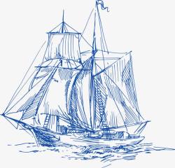 矢量轮船舵手绘帆船矢量图高清图片
