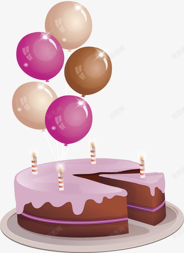 精致的生日蛋糕png免抠素材_新图网 https://ixintu.com 巧克力蛋糕 生日气球 生日蛋糕 生日蜡烛 矢量png 蛋糕