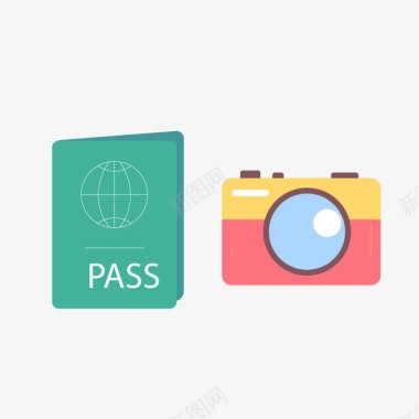 旅行社旅行护照相机图标图标