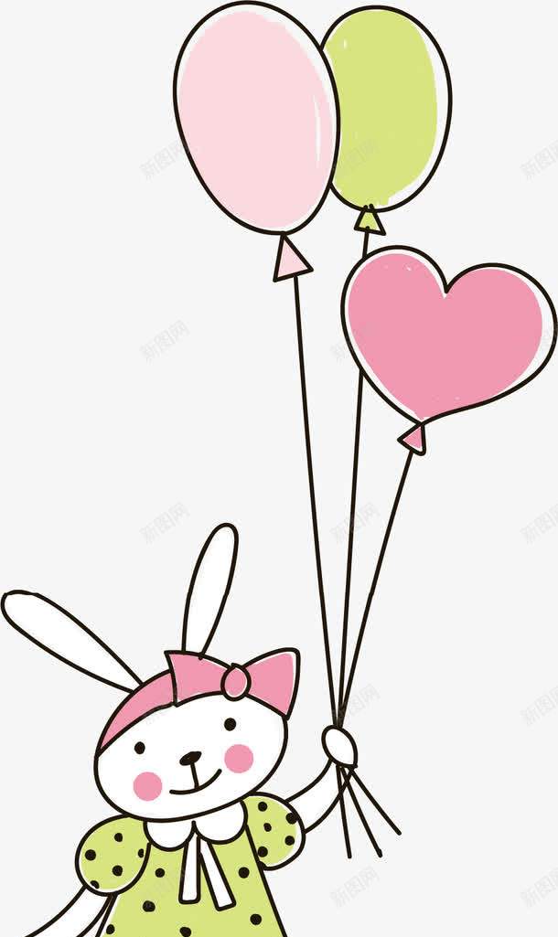 牵气球的兔子png免抠素材_新图网 https://ixintu.com 兔子 可爱 彩色 手绘的 气球 漫画 矢量的 简单