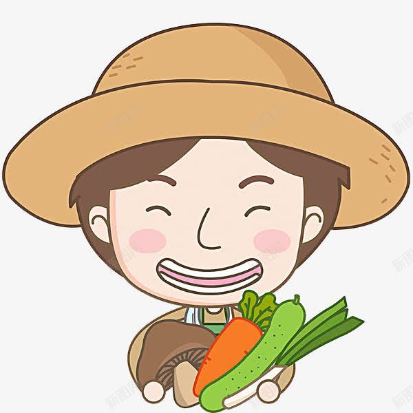 高兴地男人png免抠素材_新图网 https://ixintu.com 丰收的 农民 农民人物形象 卡通 男人 简笔 蔬菜 高兴地