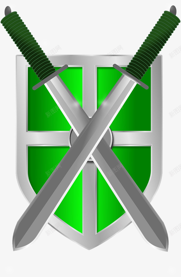 绿色双剑盾牌png免抠素材_新图网 https://ixintu.com 保护 双剑 安全 盾牌 绿色 绿色护盾 防具 防御 防护