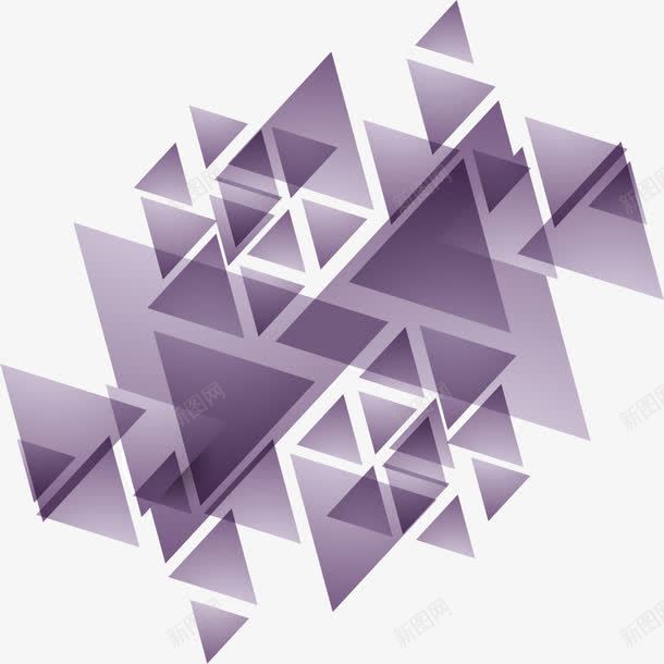 紫色三角组合背景png免抠素材_新图网 https://ixintu.com 三角形 几何背景 扁平化 抽象背景 紫色