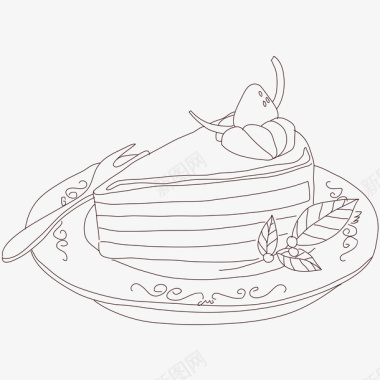 手绘线条蛋糕线条图标图标