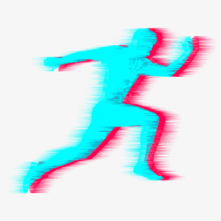 夸张风格人物蓝色跑步运动元素高清图片