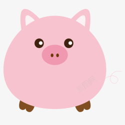 可爱粉色小猪卡通动物矢量图素材