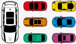 彩色车现代简约小汽车俯视高清图片