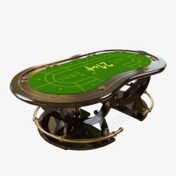绿色赌博桌实木椭圆形桌面赌博桌高清图片