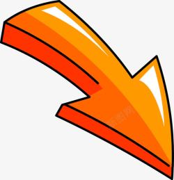 三角手绘橘黄色三角立体箭头高清图片