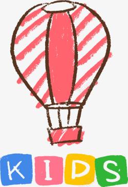 蜡笔热气球卡通手绘热气球高清图片