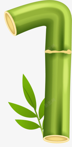 绿色竹子卡通数字1素材