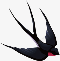 绿色翅膀的小鸟黑色的小燕子矢量图高清图片