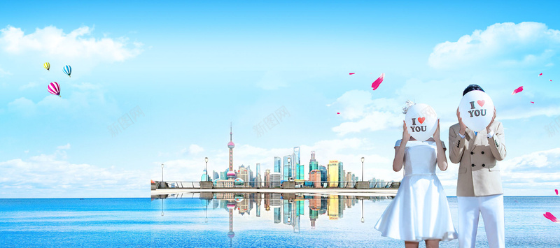 情人节浪漫小清新蓝色bannerjpg设计背景_新图网 https://ixintu.com 214 520 520网络情人节 520表白日 520表白节 告白 大海 婚庆 婚礼 小清新 建筑 情人节 情侣 我爱你 旅游 求婚 浪漫 爱心 爱情 结婚 花瓣 蓝天白云 蓝色背景 蜜月游 表白 订婚