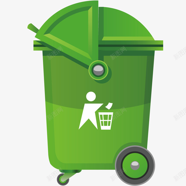垃圾桶矢量图ai免抠素材_新图网 https://ixintu.com 回收 垃圾桶 环保 绿色 矢量图