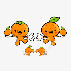 两只可爱的卡通香橙素材