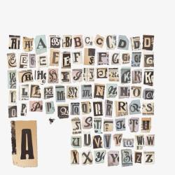 复古字母数字字母报纸字体复古风格高清图片