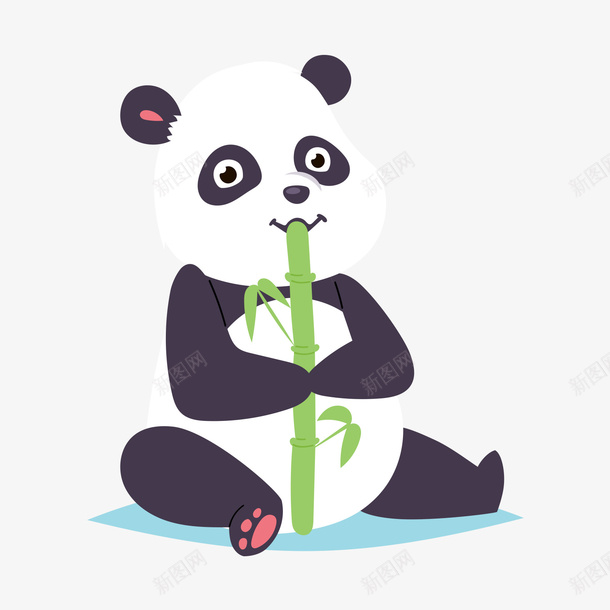 吃着竹子的熊猫png免抠素材_新图网 https://ixintu.com 吃着竹子 日常 熊猫 白色 竹子 绿色 黑色