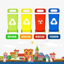 环境教育宣传环保卡通城市垃圾桶高清图片