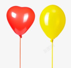 氦气红色和黄色气球高清图片