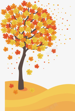 落叶飘飘金黄色的枫树矢量图高清图片