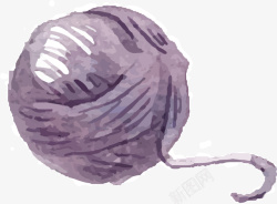 水彩手绘紫色毛线球矢量图素材
