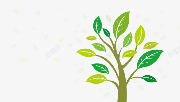 绿色小树png免抠素材_新图网 https://ixintu.com 卡通小树 卡通树叶 环保元素 矢量树叶 绿色小树 绿色环保