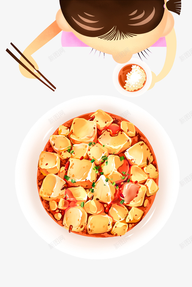 麻婆豆腐照片 手绘画图片