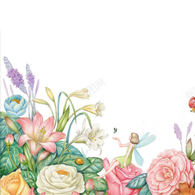 彩色手绘花背景图背景