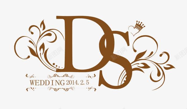 婚礼logo图标psd_新图网 https://ixintu.com 婚庆 婚礼logo 棕色