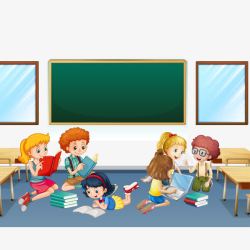 课桌在学校读书的孩子插图矢量图高清图片