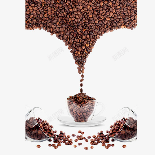 棕色简约装饰咖啡豆png免抠素材_新图网 https://ixintu.com 咖啡豆 咖啡颗粒 棕色底纹 玻璃杯 装饰图 设计图