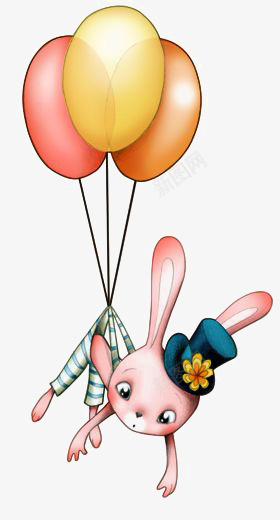 兔子png免抠素材_新图网 https://ixintu.com 动物 卡通 可爱兔子 手绘 气球