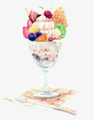 甜品png免抠素材_新图网 https://ixintu.com 冰淇淋 勺子 手绘 玻璃杯 甜品 美食 食物