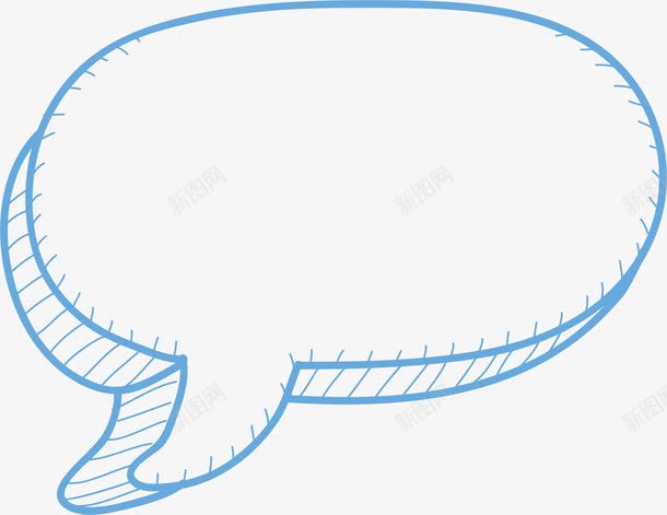 蓝色对话框矢量图ai免抠素材_新图网 https://ixintu.com VI 卡通 对话框 手绘 椭圆 涂鸦 立体 线条 蓝色 边框 矢量图