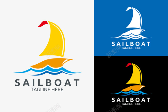 海浪帆船logo矢量图图标图标