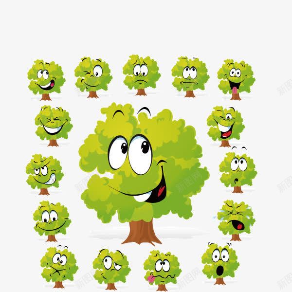 绿色树木表情包春天卡通png免抠素材_新图网 https://ixintu.com 卡通 春天 树木 绿色 表情包