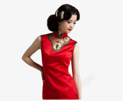刺绣旗袍妖娆女士高清图片