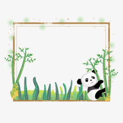 熊猫书签小清新动植物大熊猫竹子边框高清图片