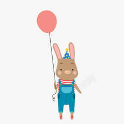 拿着气球的男士可爱的拿着气球的小兔子矢量图高清图片