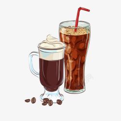 茶饮画册PNG素材茶和可乐手绘图高清图片
