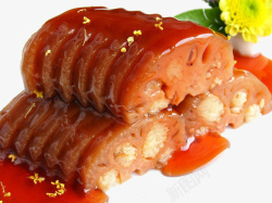 中式菜品糯米藕片一盘茄茄汁儿糯米藕高清图片