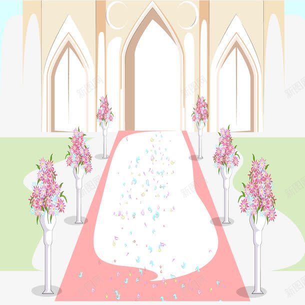 婚礼殿堂的背景png免抠素材_新图网 https://ixintu.com 地毯 婚礼殿堂的背景 教堂 花